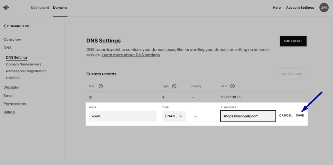 Click Save to apply the changes